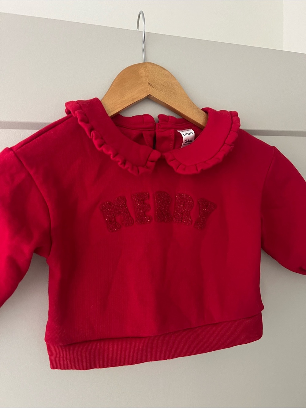 Carter’s “Merry” Ruffle Collar Sweatshirt – 24 Months